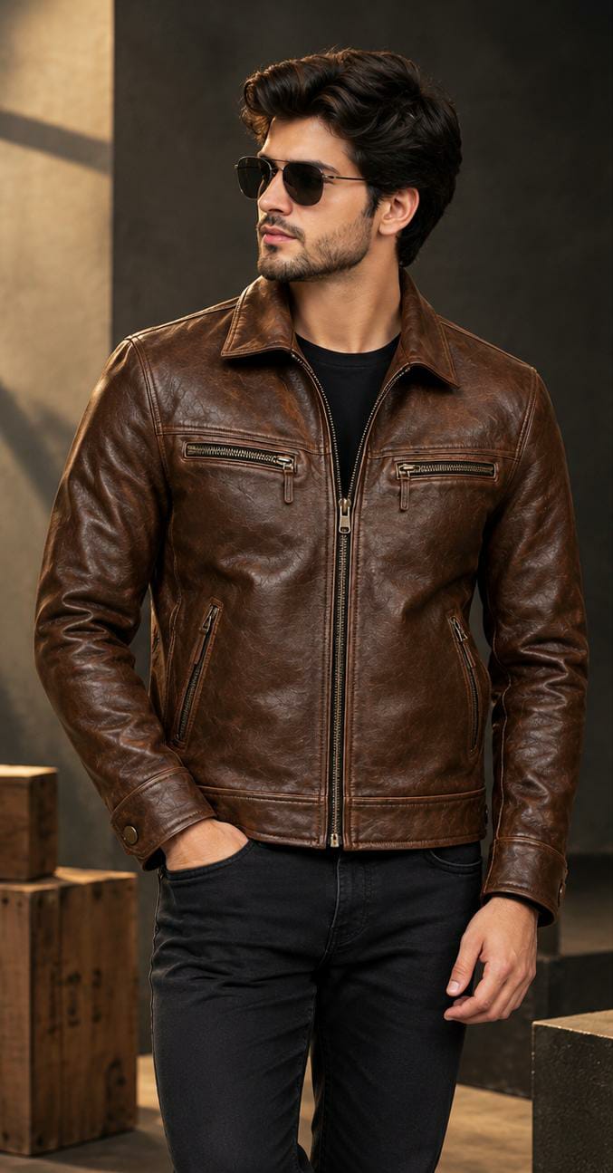Classic Men's Genuine Leather Biker Jacket