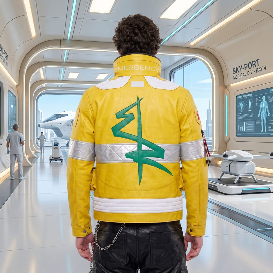 David Martinez Cyberpunk Edgerunners Yellow Leather Jacket – Cyberpunk 2077 Cosplay Coat