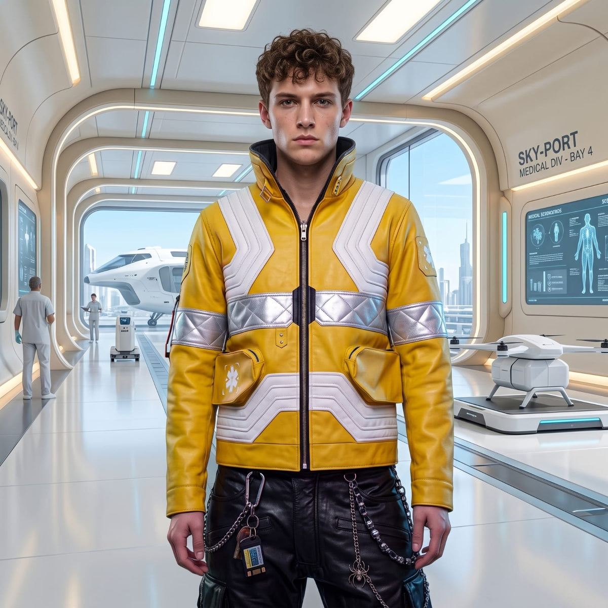 David Martinez Cyberpunk Edgerunners Yellow Leather Jacket – Cyberpunk 2077 Cosplay Coat