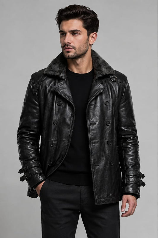 Leon Kennedy Resident Evil 4 Remake Leather Jacket with Fur Collar