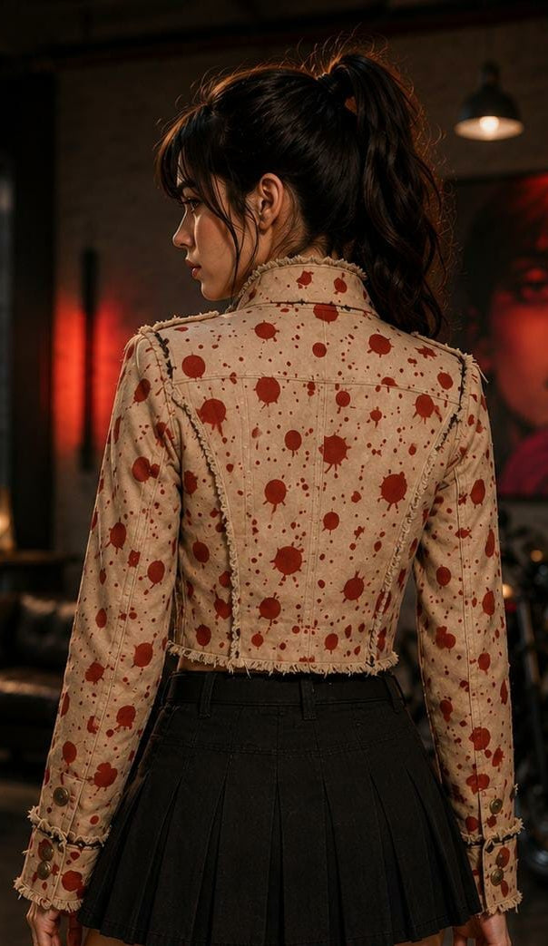 Blood Splatter Horror Jacket – Distressed Zombie Military Coat