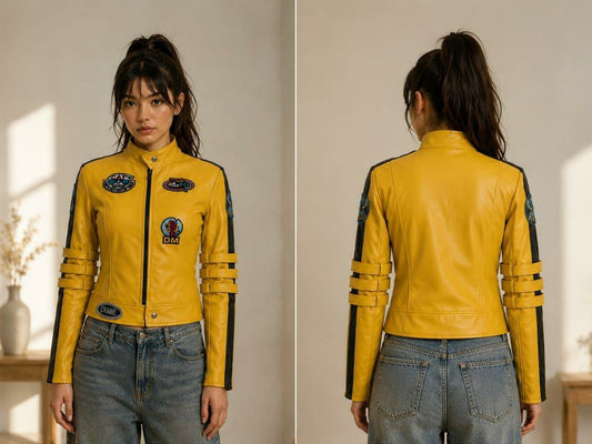 Kill Bill Yellow Leather Jacket – The Bride Cosplay Biker Coat